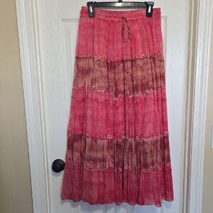 Vibrant Pink and Brown Maxi Skirt